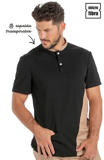 POLO DA UOMO BICOLORE M/C COLLO MAO