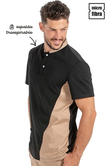 POLO DA UOMO BICOLORE M/C COLLO MAO