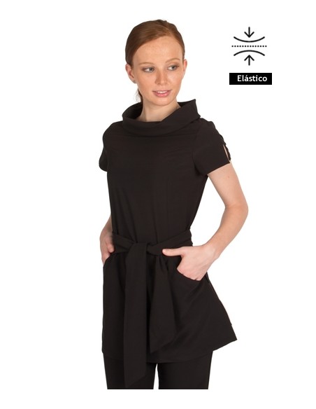 BLUSA CUELLO VUELTO ELASTANO