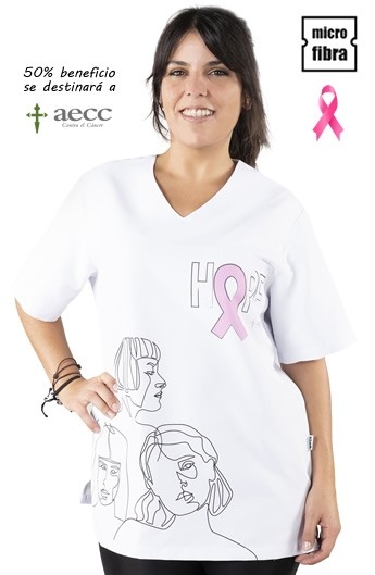 BLUSA MICROFIBRA AECC HOPE MUJER M/C